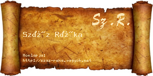 Száz Réka névjegykártya